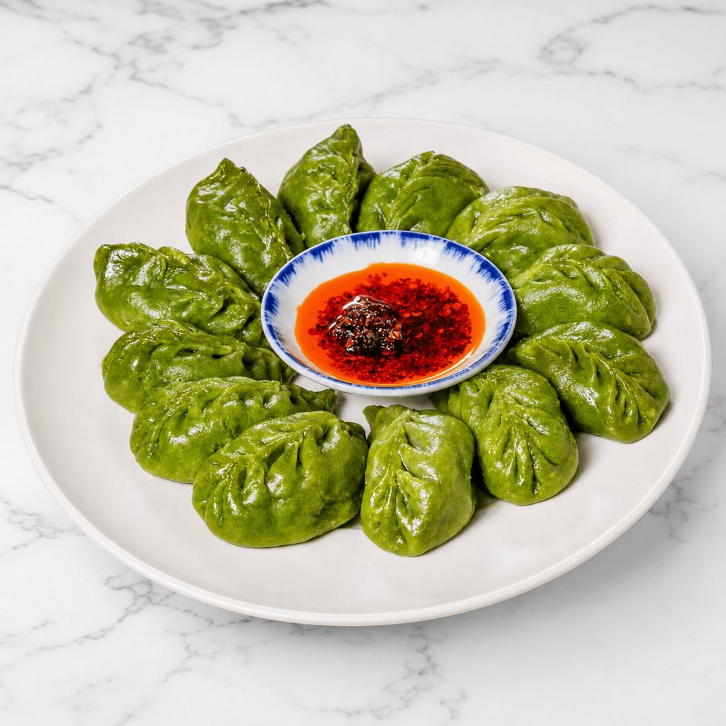 素饺 / Bok Choy, Tofu, and Vermicelli Dumplings.