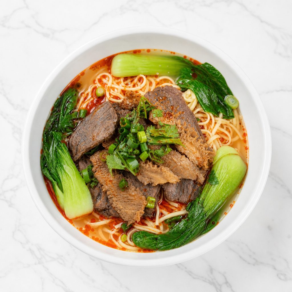 红烧牛肉面 / Braised Beef Noodle Soup.