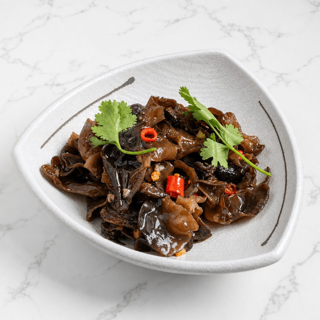 凉拌木耳 / Black Fungus with Spicy Sauce.