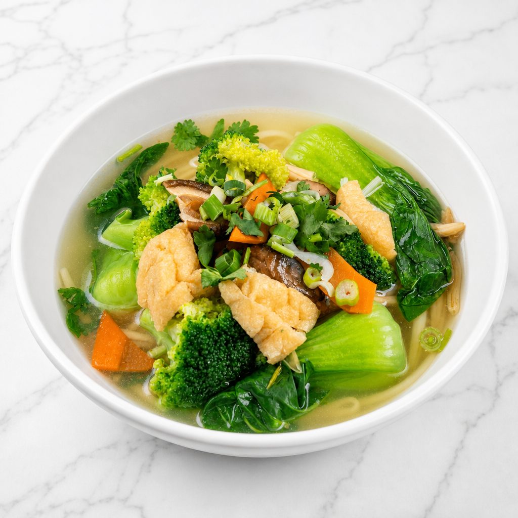 什锦素汤面 / Vegetable Noodle Soup.