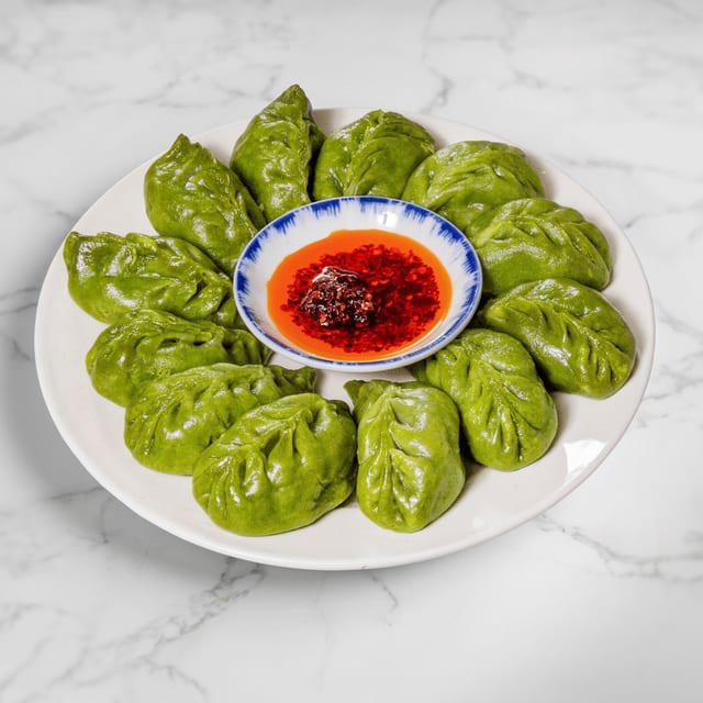 素饺 / Bok Choy, Tofu, and Vermicelli Dumplings.