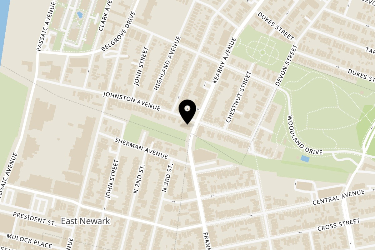 Map showing the location of Nana Noodle House on 5 Kearny Ave in Kearny